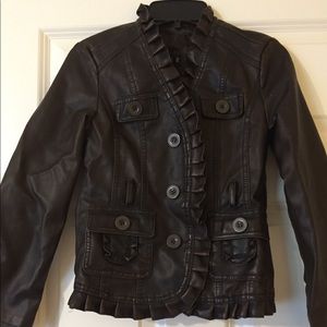 Girls leather brown jacket
